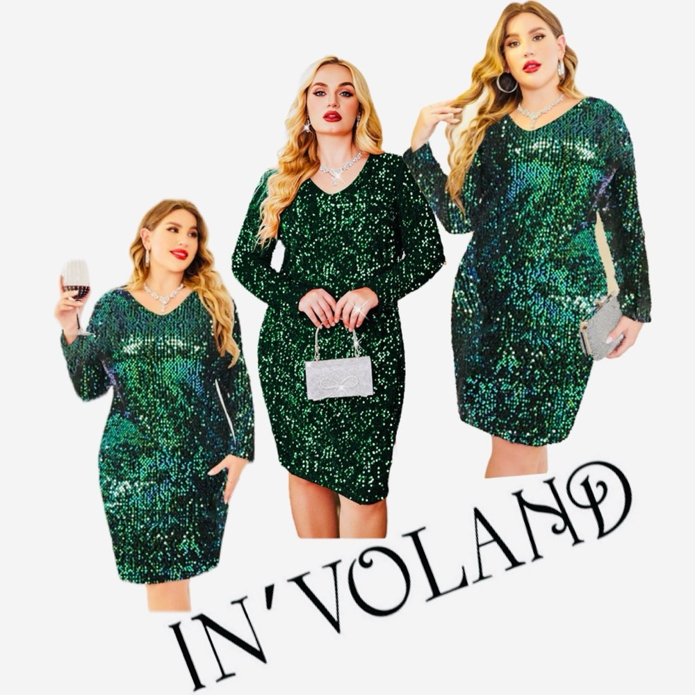 IN VOLAND Sequin Vintage Style Cocktail Party Dress Plus Size 16W